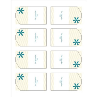 Beige Stripes Printable Tags with Strings, 8 per sheet - Tall