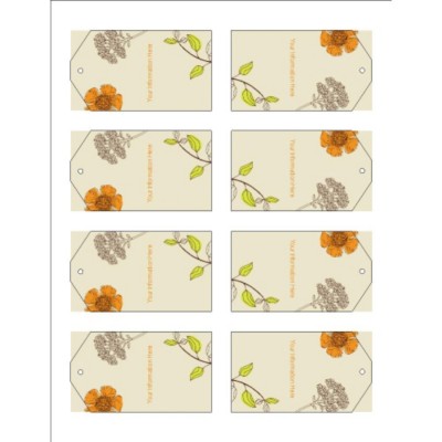 Simple Garden Printable Tags with Strings, 8 per sheet - Tall