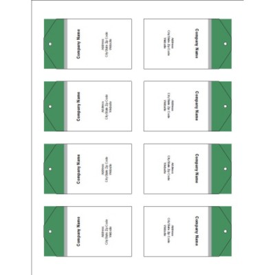 Green and Grey Bar Top Printable Tags with Strings, 8 per sheet - Tall