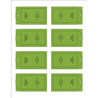 Green Background Printable Tags with Strings, 8 per sheet - Tall