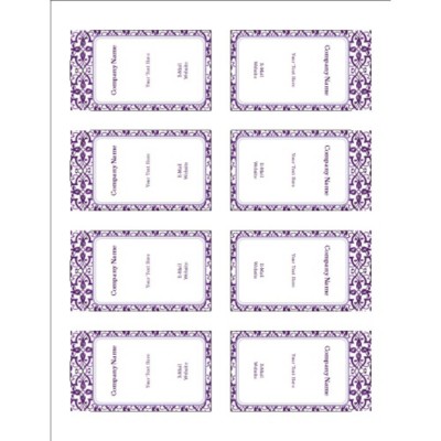 Classic Purple Pattern Printable Tags with Strings, 8 per sheet - Tall