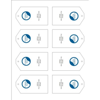 Blue Circle Design Printable Tags with Strings, 8 per sheet - Tall