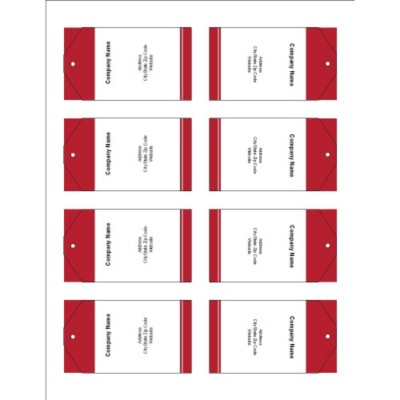 Red Bars Printable Tags with Strings, 8 per sheet - Tall