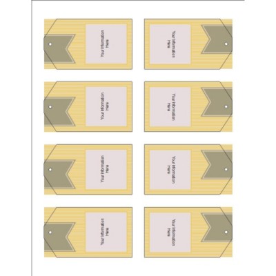Beige Background with Ribbon Design, Printable Tags with Strings, 8 per sheet, Tall