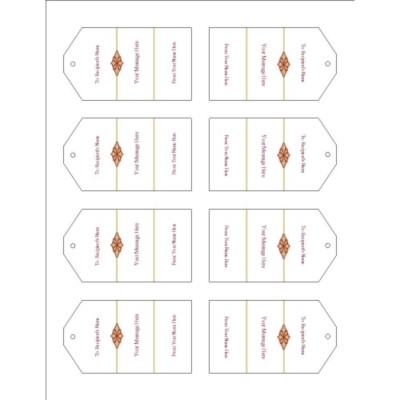 Burgundy Border Printable Tags with Strings, 8 per sheet - Tall
