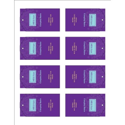 Purple Background Printable Tags with Strings, 8 per sheet - Tall