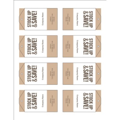 Pale Taupe Border Printable Tags with Strings, 8 per sheet - Tall