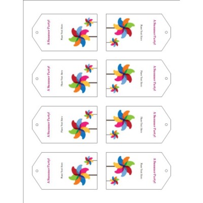 Pinwheels Printable Tags with Strings - Tall, 8 per sheet