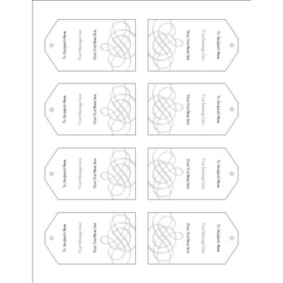Wedding Monogram Printable Tags with Strings, 8 per sheet - Tall