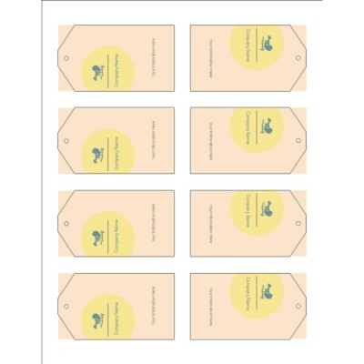 Blue Bird Design Printable Tags with Strings, 8 per sheet - Tall
