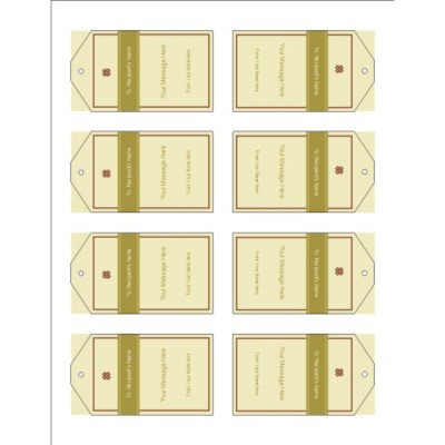 Lattice Design with Background Printable Tags with Strings, 8 per sheet - Tall