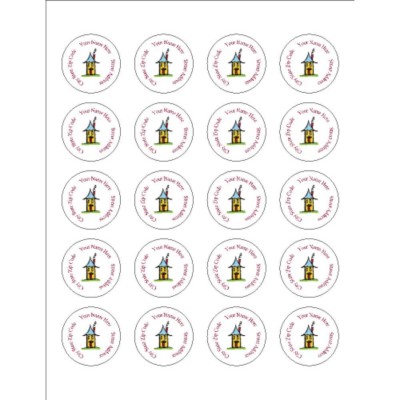 Little House Round Label - Clear, 20 per sheet