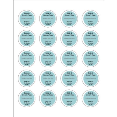 Sky Blue Round Label - Clear, 20 per sheet