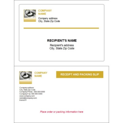 Gold International Label and Paper Receipt
