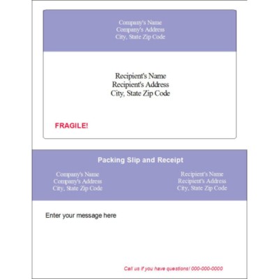 Periwinkle Header Label and Paper Receipt