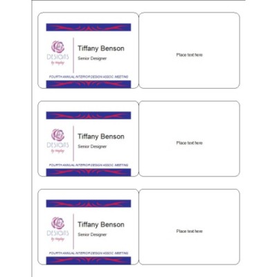 Meeting Name Badge, Blue Border, 3 per sheet