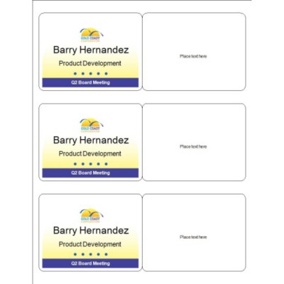 Meeting Name Badge, Yellow Background, 3 per sheet