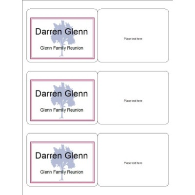 Reunion Name Badge, with Gray Tree, 3 per sheet