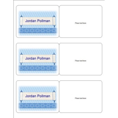 Bar or Bat Mitzvah Name Badge, 3 per sheet