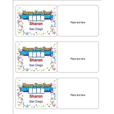 Happy New Year Name Badge, 3 per sheet