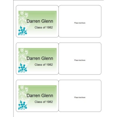 Reunion Name Badge with Green Background, 3 per sheet