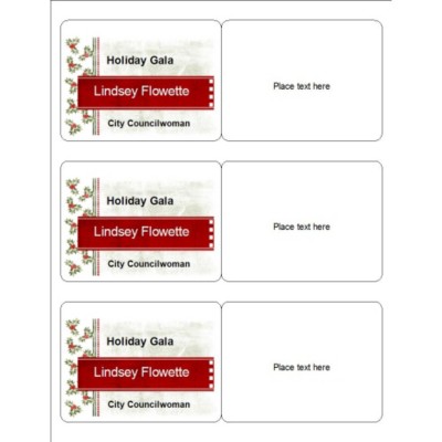 Holly Name Badge, 3 per sheet