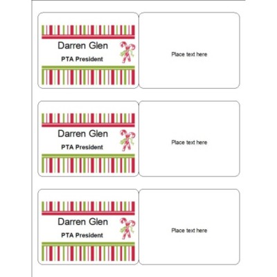 Candy Cane Name Badge, 3 per sheet