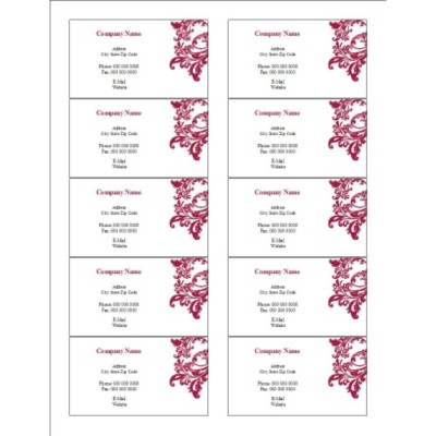 Elegant Flourish Business Card, 10 per sheet (for glossy cards with center margin)