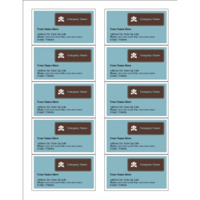 Classic Teal and Brown Business Card, 10 per sheet
