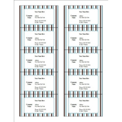 Classic Teal and Brown Stripes Business Card, 10 per sheet