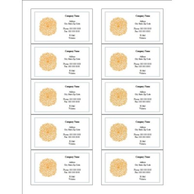 Orange Flower Business Card, 10 per sheet (for glossy cards with center margin)