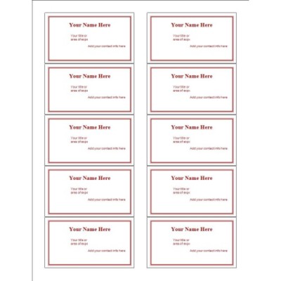 Maroon Border Business Card, 10 per sheet (for glossy cards with center margin)