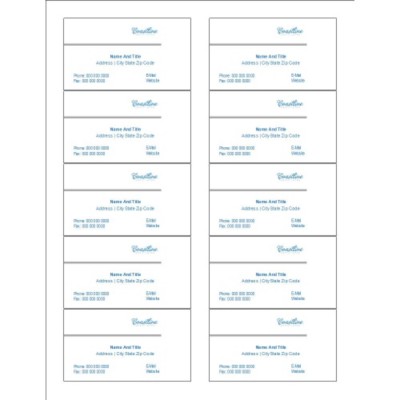 Simple Logo Blue text Business Cards with Center Margin, 10 per sheet