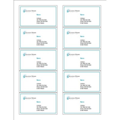 Simple Logo Black Text Business Cards with Center Margin, 10 per sheet