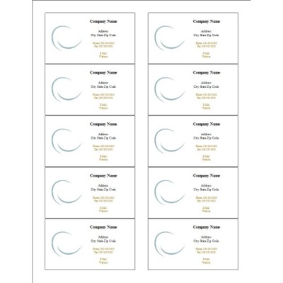 Ellipse Business Card, 10 per sheet (for glossy cards with center margin)