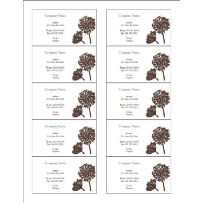 Brown Tree Business Card, 10 per sheet (for glossy cards with center margin)