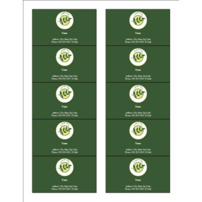 Green Sprig with Background Business Cards with Center Margin, 10 per sheet