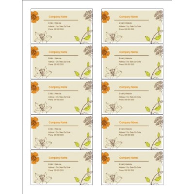 Simple Garden Business Cards with Center Margin, 10 per sheet