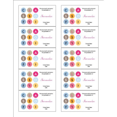 Graduation Class of 2013 Business Card with center margin - Wide, 10 per sheet