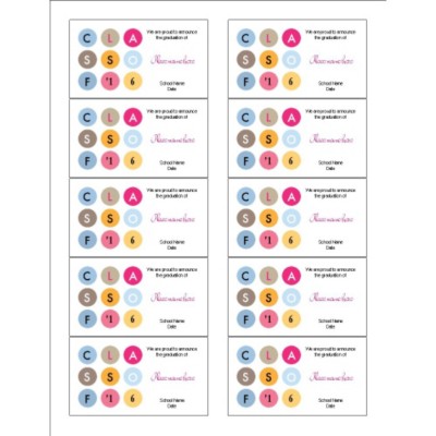 Graduation Class of 2016 Business Card with center margin - Wide, 10 per sheet