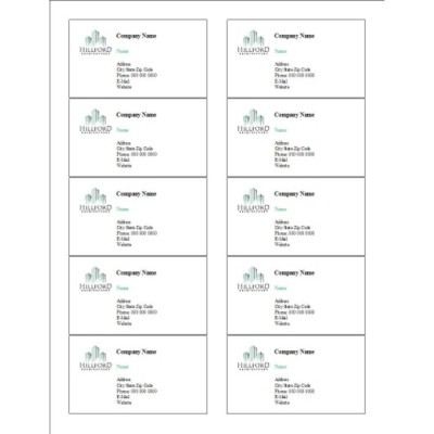 Buildings Logo Business Cards with Center Margin, 10 per sheet