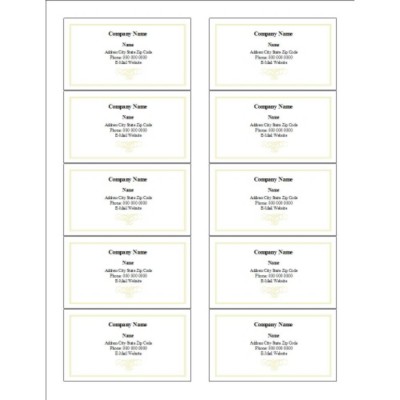 Elegant Swirl Design Business Cards with Center Margin, 10 per sheet
