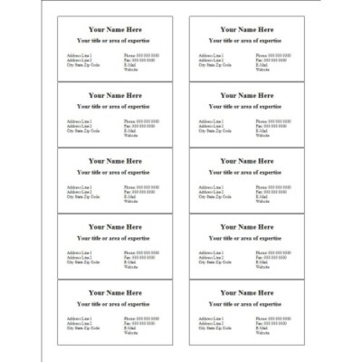 Basic Text with Address Business Card, 10 per sheet (for glossy cards with center margin)