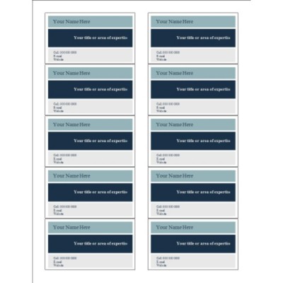 Blue and Gray Bars Business Card, 10 per sheet (for glossy cards with center margin)