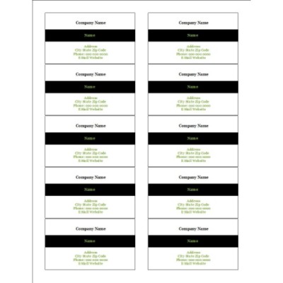 Simple Black Block Business Cards with Center Margin, 10 per sheet