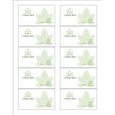 Lotus Flower Business Cards with Center Margin , 10 per sheet
