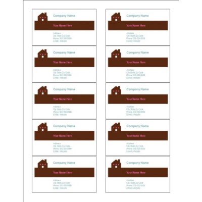 Simple Home Business Cards with Center Margin , 10 per sheet