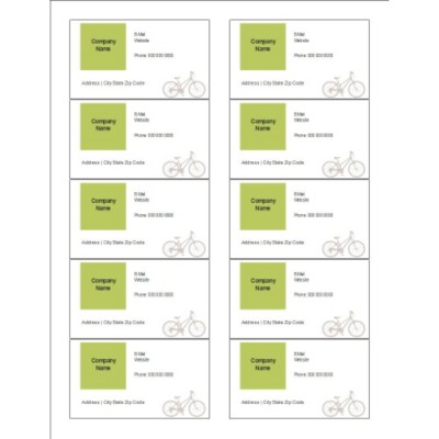 Grey Bicycle 10 up Business Cards with Center Margin
