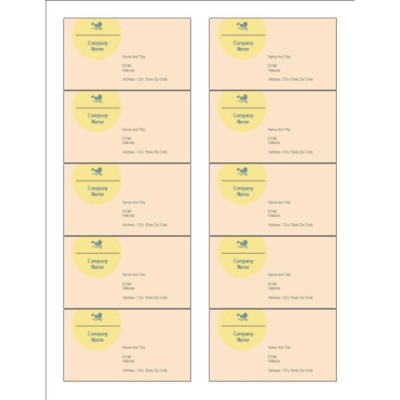 Blue Bird Design Business Cards with Center Margin, 10 per sheet