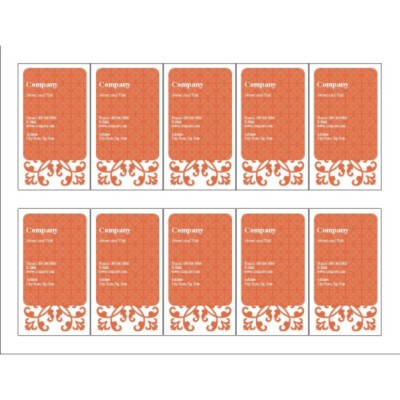 Autumn Flourishes Business Card, 10 per sheet - Tall (for glossy cards with center margin)